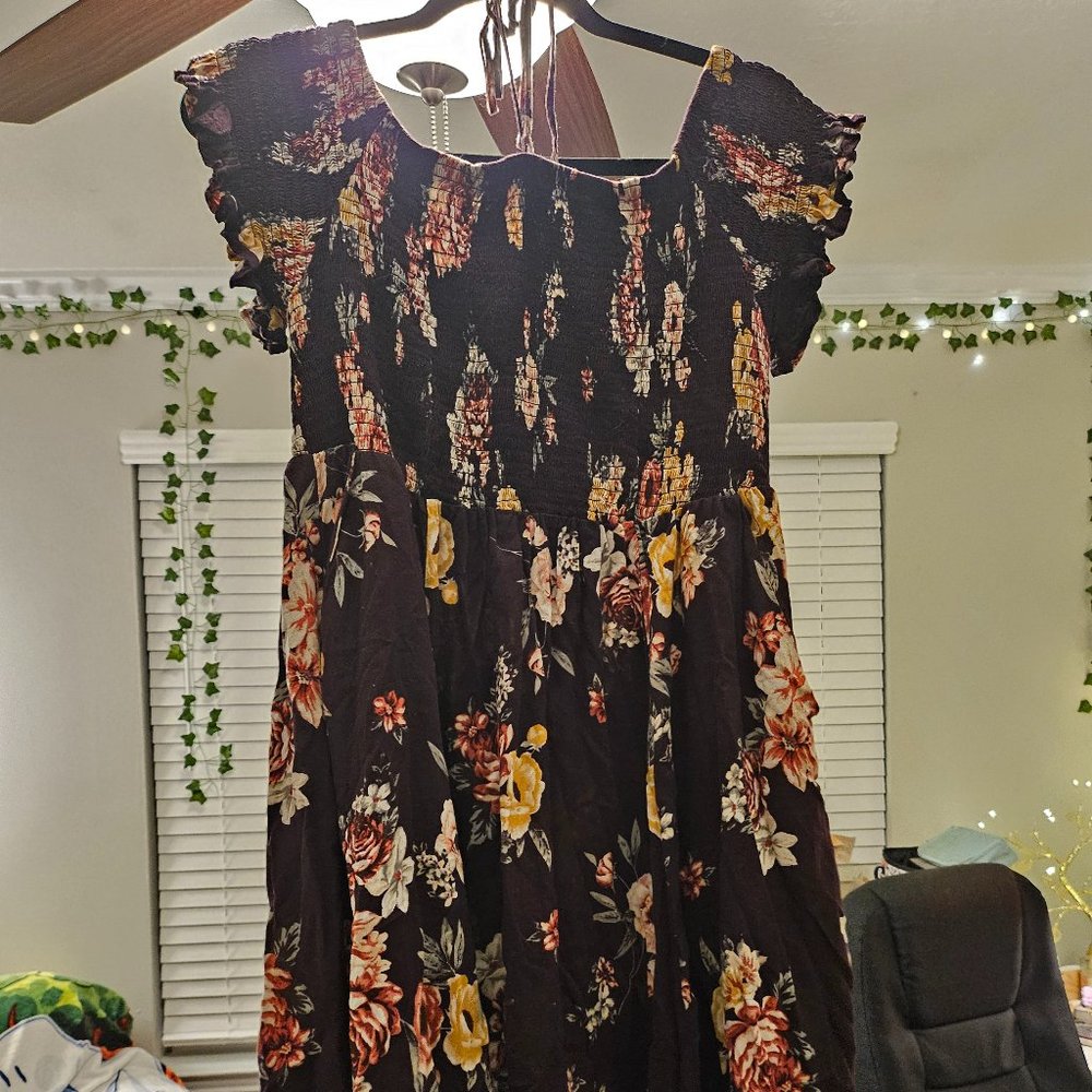 Torrid Smocked Dress with necktie